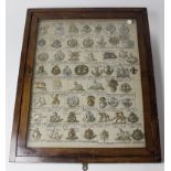 Cap Badge collection mounted in large glazed frame (approx 56) may contain restrikes. Buyer