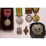 BWM & Victory Medal (8220 Pte D Montgomery 14 London R). Defence Medal, Imperial Service Medal