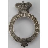 Badge - original helmet plate, unmarked silver, possibly Officer's, has a Victorian crown - no