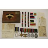 Group - 1939-45 Star, Africa Star, Defence & War Medals, Efficiency Medal GVI with Territorial clasp