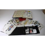 Small box of stamps, in stockbooks, packets, loose, etc. Much 'Back of the Book' material (qty)