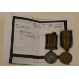 BWM & Victory Medal to 301842 Pte S Couzens Essex Regt. (2)