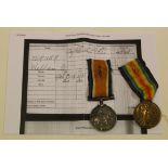 BWM & Victory Medal to 45148 Pte W G Turner Oxf & Bucks L.I. VF (2)