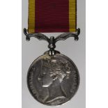 Second China War Medal 1861, privately named/renamed (Drummer Dawson 3rd Buffs). Claw reattached,