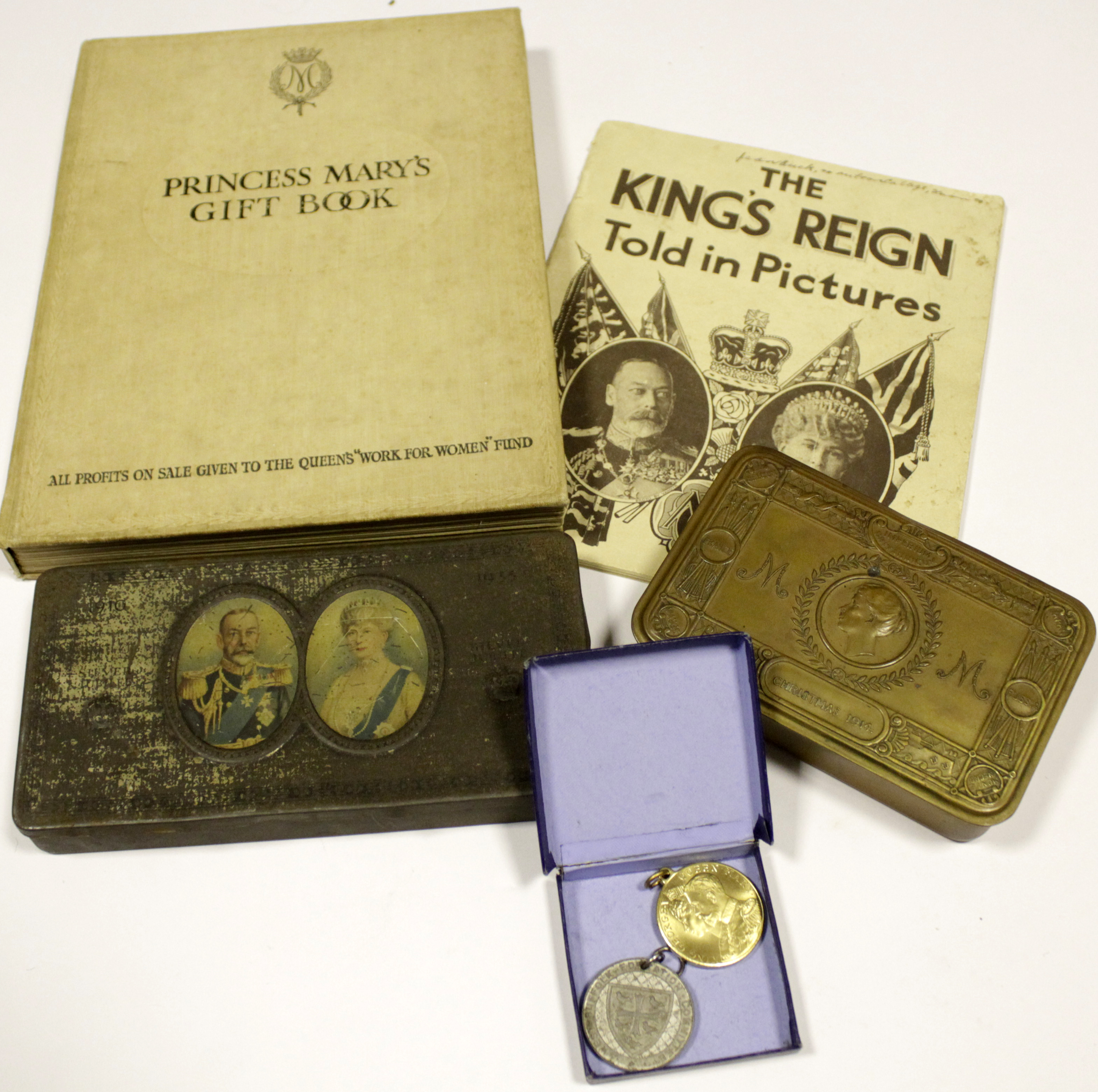 1914 Princess Mary gift tin with Princess Mary gift book GRV & Mary commemorative tin GRV & Mary