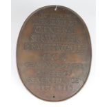 Large heavy bronze plaque 'In Happy Memory of General Sir Walter Braithwaite G.C.B. Chairman of