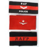 Arm Bands (3), RAF Movements Officer, Royal Air Force Police, RAF Police Corporal (printed)