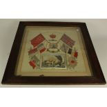 Large glazed and framed WW1 commemorative silk 'Victory For The Allies'. Buyer collects