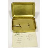 1914 Princess Mary gift tin with m marked bullet pencil and 1915 gift card