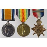 1914 Star Trio with original Aug-Nov clasp, to 29854 Dvr R Barker RHA, served with 3rd Bde. polished