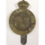 Badge Shropshire Yeomanry brass with slider