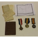 1915 Star Trio to 54643 Spr J Sherman RE. With Soldiers Pay Book for use on Active Service. GVF (3)