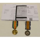 BWM & Victory Medal to 27157 Cpl L Wright E.Surrey Regt. Land Wright was Killed In Action with the