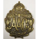 Badge Queens Marys AAC brass with slider