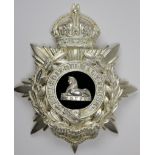 Lincolnshire Regiment 3rd Volunteer Battalion officers helmet plate, silver plated