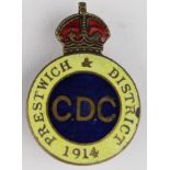 Prestwich & District C.D.C. 1914, (prob. Civil Defence Corps) badge