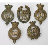 Glengarry badges inc No 47 Lancashire Regiment, No 70 The Surrey Regiment, No 59 2nd