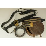 Royal Naval Reserve KC sword belt, with and RAF KC sword belt, plus leather case