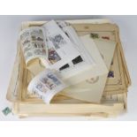 Czechoslovakia - plastic tray full of stamps on pages, miniature sheets, much mint (qty)