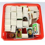 Biscuit tin containing large quantity of Sun Soccer cards, not checked for set, mainly VG needs
