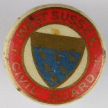 Badge - West Sussex Civil Guard, metal & celluloid, WW1 period