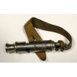 WW1 1917 dated trench whistle, scarce maker Ade Courcy & Co Frankfort St Birmingham with leather