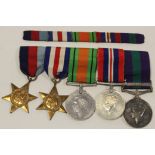 Group mounted as worn - named Major T Widdowson RASC. 1939-45 Star, France & Germany Star, Defence &