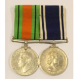 Police QE2 LSGC Medal (Const George L. Thorndike) mounted with a Defence Medal. GVF (2)