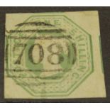 GB - 1847 1s embossed, 708 postmark of Shrewsbury Shropshire, cat £1000