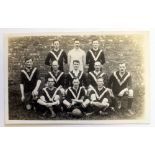 Grantham Football Club rare postcard of team taken 16/06/1926 showing them in kit with large v.