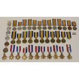 WW1 unnamed and erased medals including modern replicas, large job lot: 1914 Star x1, Bronze BWM x1,