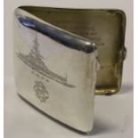 RNVR superb engraved and named silver cigarette case (hallmarked 1916), named inside 'Presented to