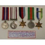 Group of 5: 1939-45 Star, Atlantic Star with COPY France and Germany bar, Defence and War Medals