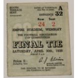 Football Ticket FA Cup Final 30th April 1938 (South Terrace) Preston North End v Huddersfield