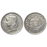 Portugal silver 20 Centavos 1913 nEF, edge knock.