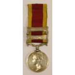 Second China War Medal with bars Canton 1857 and Taku Forts 1860, unnamed as issued. Several edge