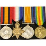 QSA, no clasp, named (916 Pte H E Earl S.Rhod.Vol.Corps. (Duplicate), and 1915 Star Trio 1842 Pte