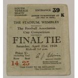 Football Ticket FA Cup Final 21st April 1928 (South Terrace) Blackburn v Huddersfield