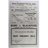 Bury v Blackpool 25th August 1945, few minor repairs