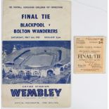 Blackpool v Bolton FA Cup Final 2/5/1953 + Final Tie Ticket for East Stand (2)