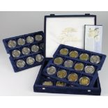 World Silver Proof Crown size coins (36) FDC in hard plastic capsules and housed in a "