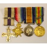 Military Cross and Bar, 1915 Star Trio and MiD, early miniature medal group mounted as worn (4)