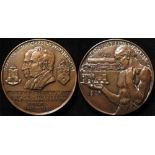 Stockton and Darlington Railway Centenary 1925 bronze medal, large 77mm version by G. Bayes, see