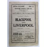 Blackpool v Liverpool 30th November 1946 F/L