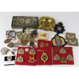 Suffolk / Norfolk Regt interest - collection of various Cap Badges, cloth badges, titles,