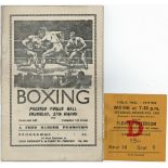 Boxing - Floyd Patterson v Dusty Rhodes at Preston Public Hall (UK) 27/3/1958, programme + ticket.