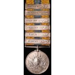 Khedives Sudan Medal 1896 in silver, with clasps Firket, Hafir, Abu Hamed, Sudan 1897, The Atbara,