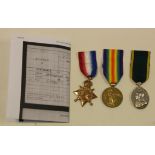 Group of 3: 1915 Star and Victory medals to 973 Dvr. H. Keenan R.A. plus T.F.E.M. (GeoV) to 695161