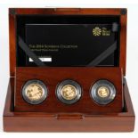 Three Coin set 2014 (Sovereign, Half & Quarter) FDC boxed as issued