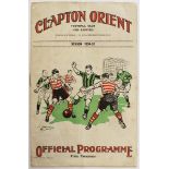 Clapton Orient v Sportklub Rapid, very rare programme 1934/35 for friendly match played on 28/08/